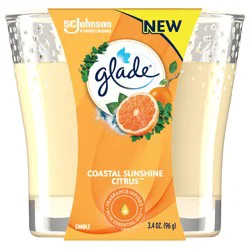 Glade Scented Candle Jar, Coastal Sunshine Citrus, Fragrance Infused with Essential Oils, 3.4 oz