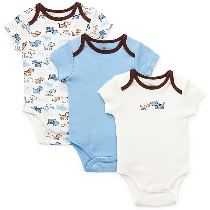 slide 1 of 1, Little Me Size Newborn Puppies Bodysuit - Blue, 3 ct