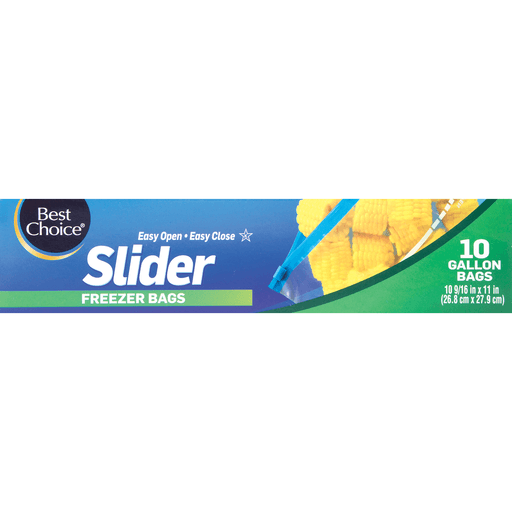 slide 1 of 1, Best Choice Zip/Slider Freezer Gallon, 10 ct