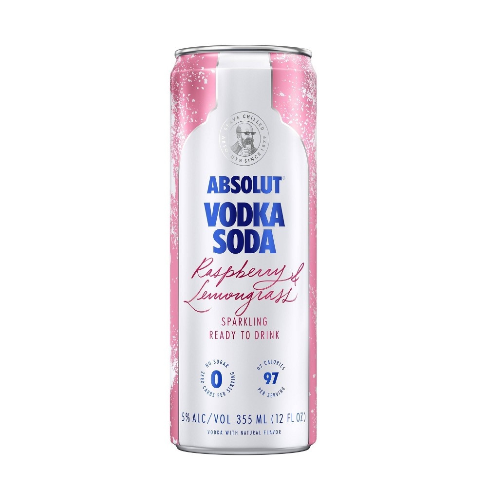 slide 2 of 2, Absolut Raspberry Lemongrass Vodka Soda, 4 ct; 12 oz