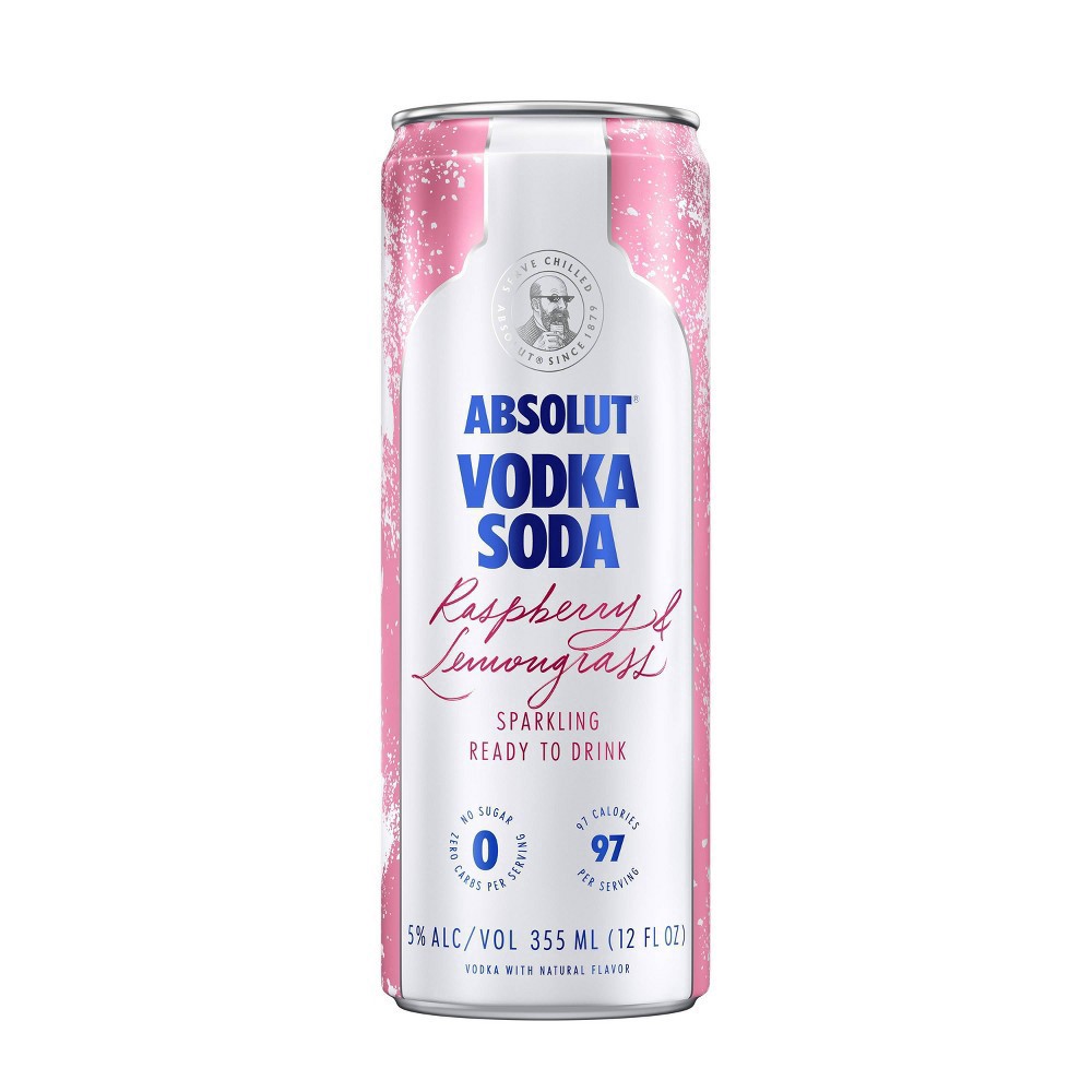 slide 2 of 3, Absolut Raspberry Lemongrass Vodka Soda, 4 ct; 12 oz