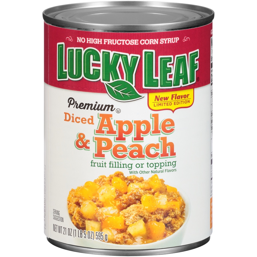 slide 1 of 1, Lucky Leaf Premium Diced Apple & Peach Fruit Filling or Topping, 21 oz