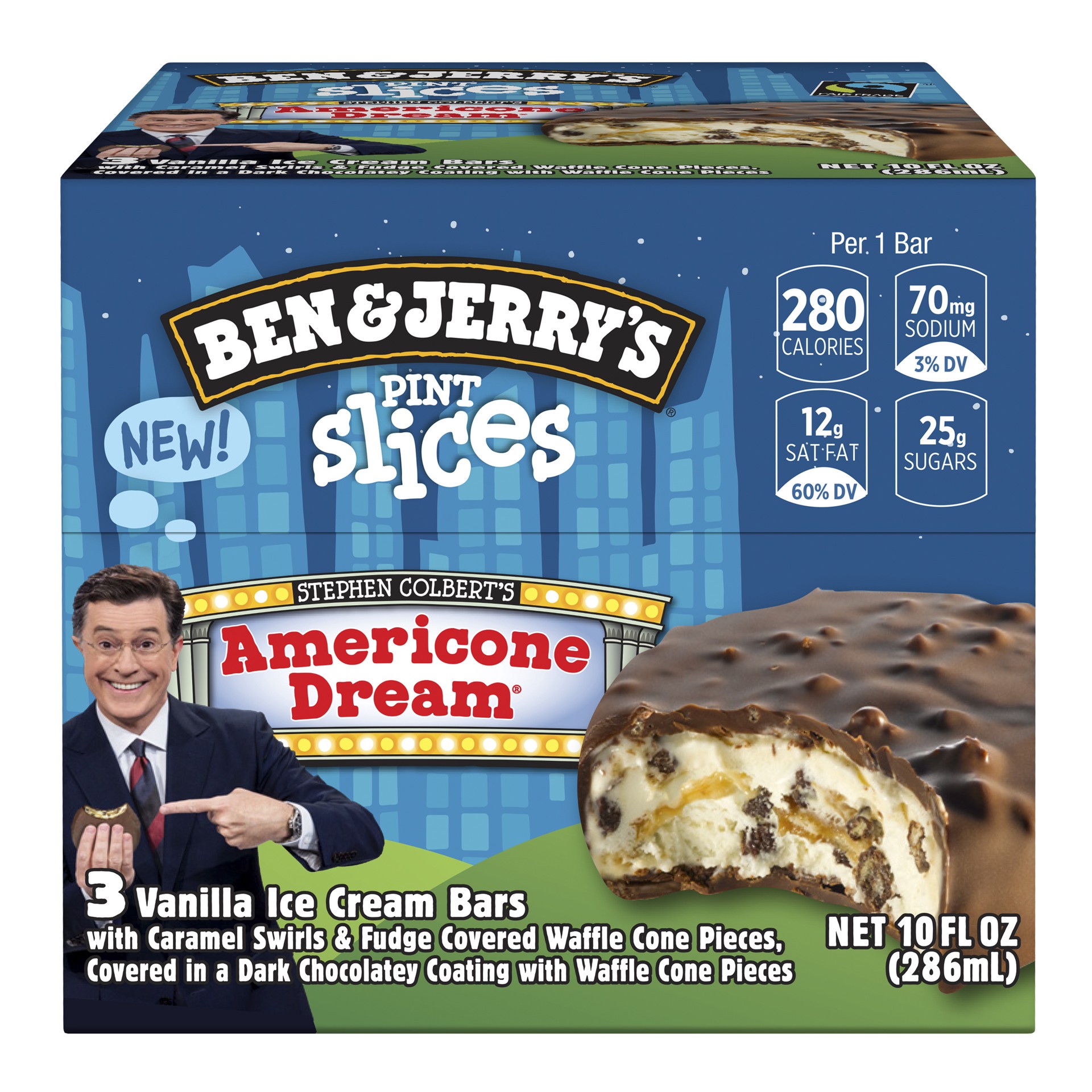 slide 3 of 4, Ben & Jerry's Pint Slices ice cream bars AmeriCone Dream, 9 oz, 3 Count, 3 ct; 3 fl oz