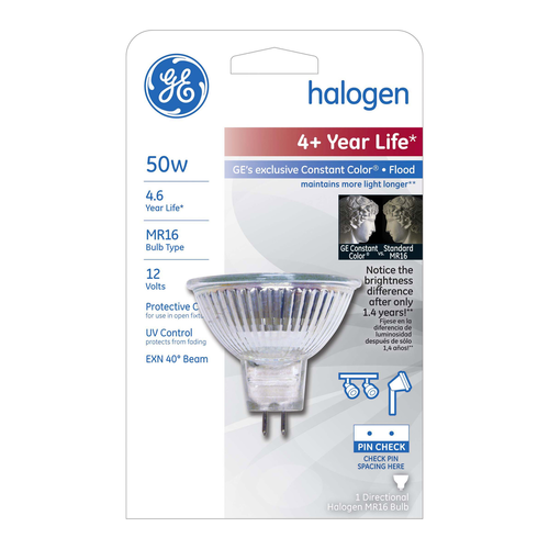 slide 1 of 1, GE Lighting 50-Watt Edison Halogen Floodlight MR16 Light Bulb, 1 ct