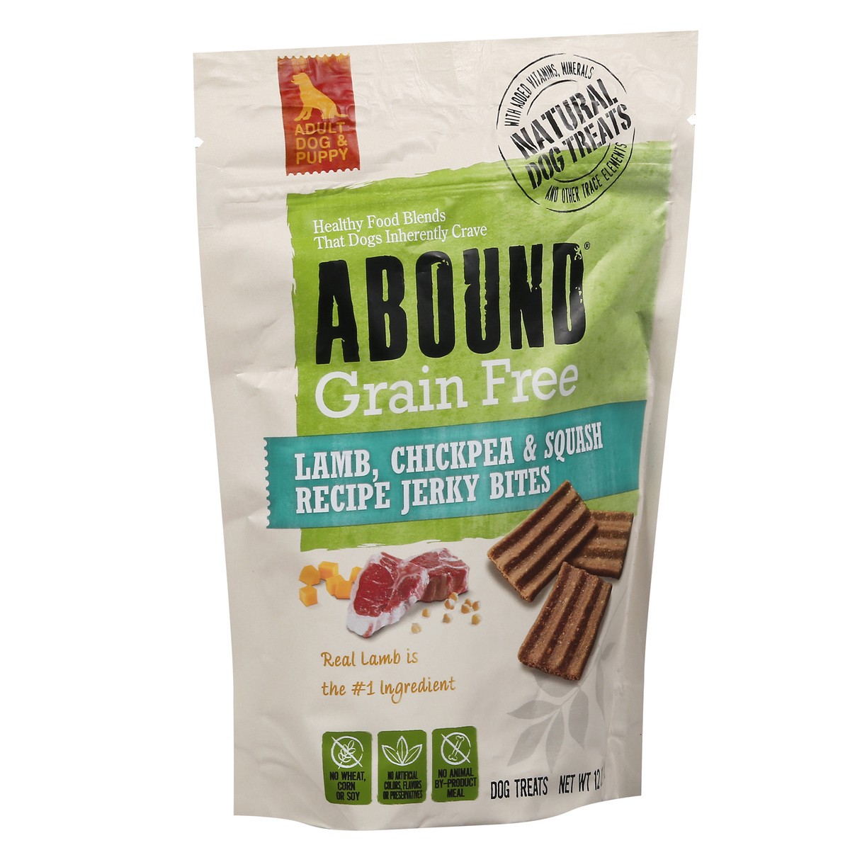 slide 6 of 9, Abound Grain Free Lamb Flavored Jerky Bites, 12 oz