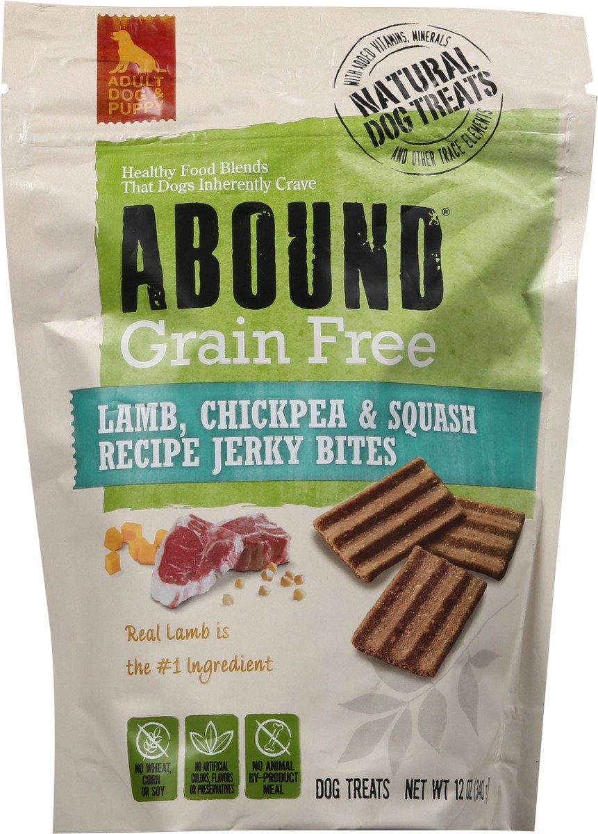 slide 4 of 9, Abound Grain Free Lamb Flavored Jerky Bites, 12 oz