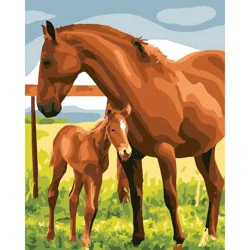 Artist's Loft 8" x 10" Horses Paint-By-Number Kit With Wood Display Hanger