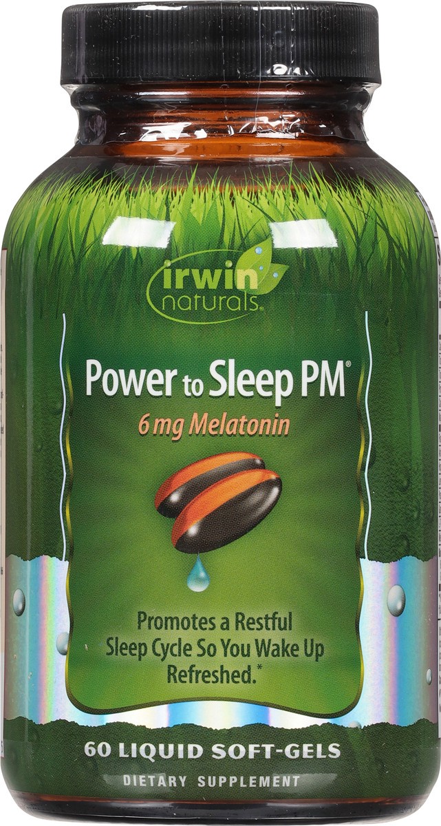 slide 3 of 12, Irwin Naturals 6 mg Melatonin Power to Sleep PM 60 Liquid Soft-Gels, 60 ct