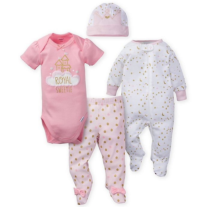 slide 1 of 1, Gerber Newborn Sleep'n Play, Bodysuit, Pant, and Cap Set - Pink, 4 ct