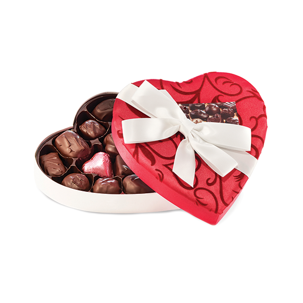 slide 1 of 1, Abdallah Candies Valentine's Midnight Dark Chocolate Assortment Heart Gift Box, 5.5 oz
