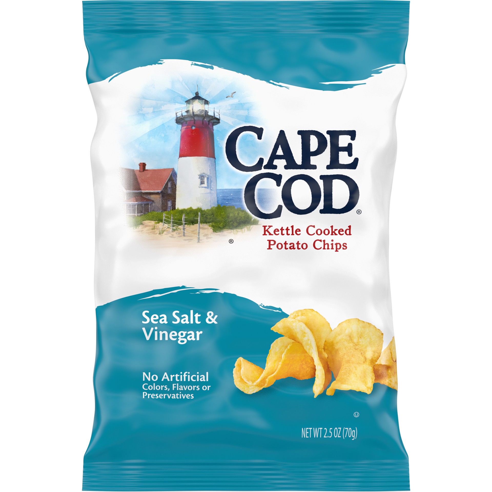 slide 1 of 5, Cape Cod Potato Chips, Sea Salt and Vinegar Kettle Chips, 2.5 Oz, 1 ct