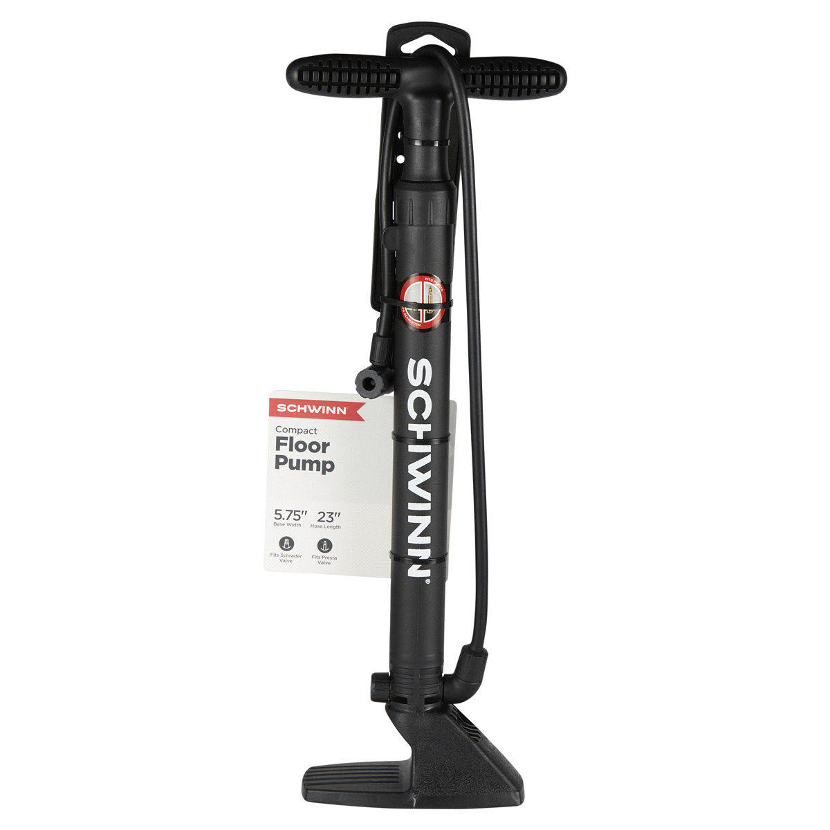 slide 1 of 5, Schwinn 16 Inch Floor Pump, 16 in