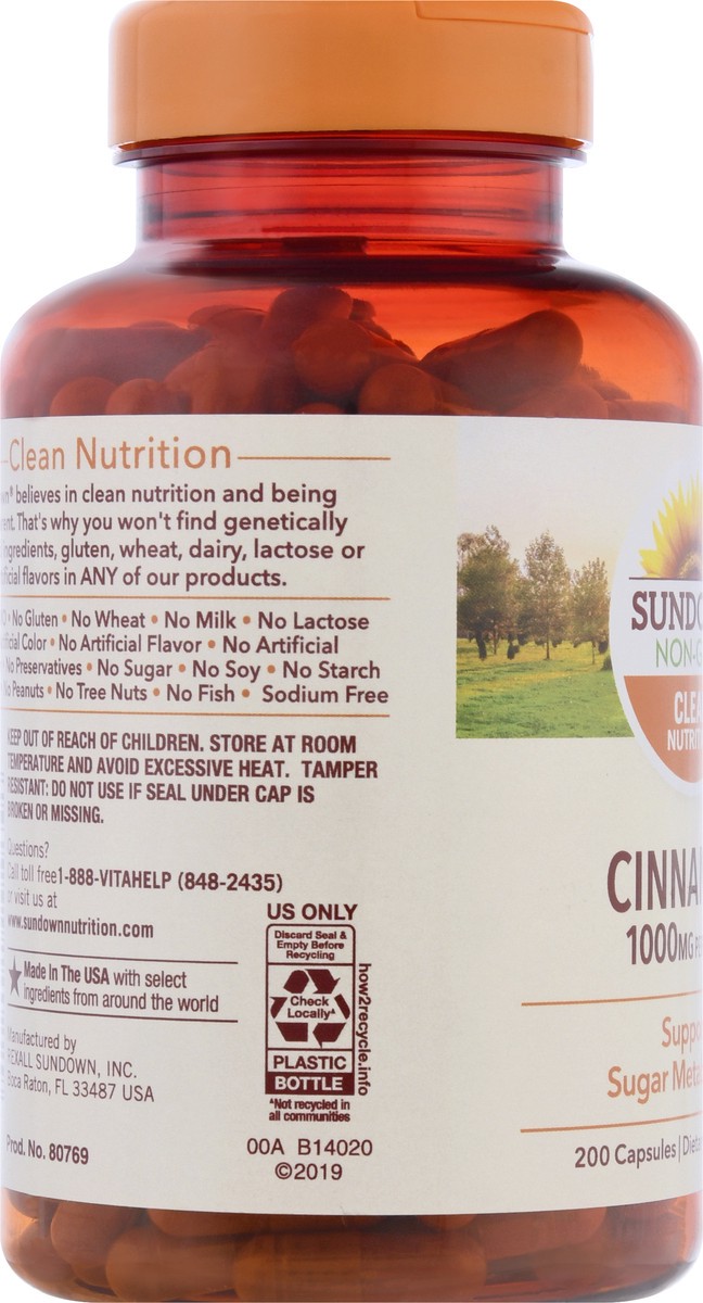 slide 2 of 9, Sundown Non-GMO 1000 mg Capsules Cinnamon 200 ea, 200 ct