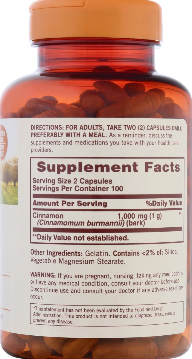 slide 9 of 9, Sundown Non-GMO 1000 mg Capsules Cinnamon 200 ea, 200 ct