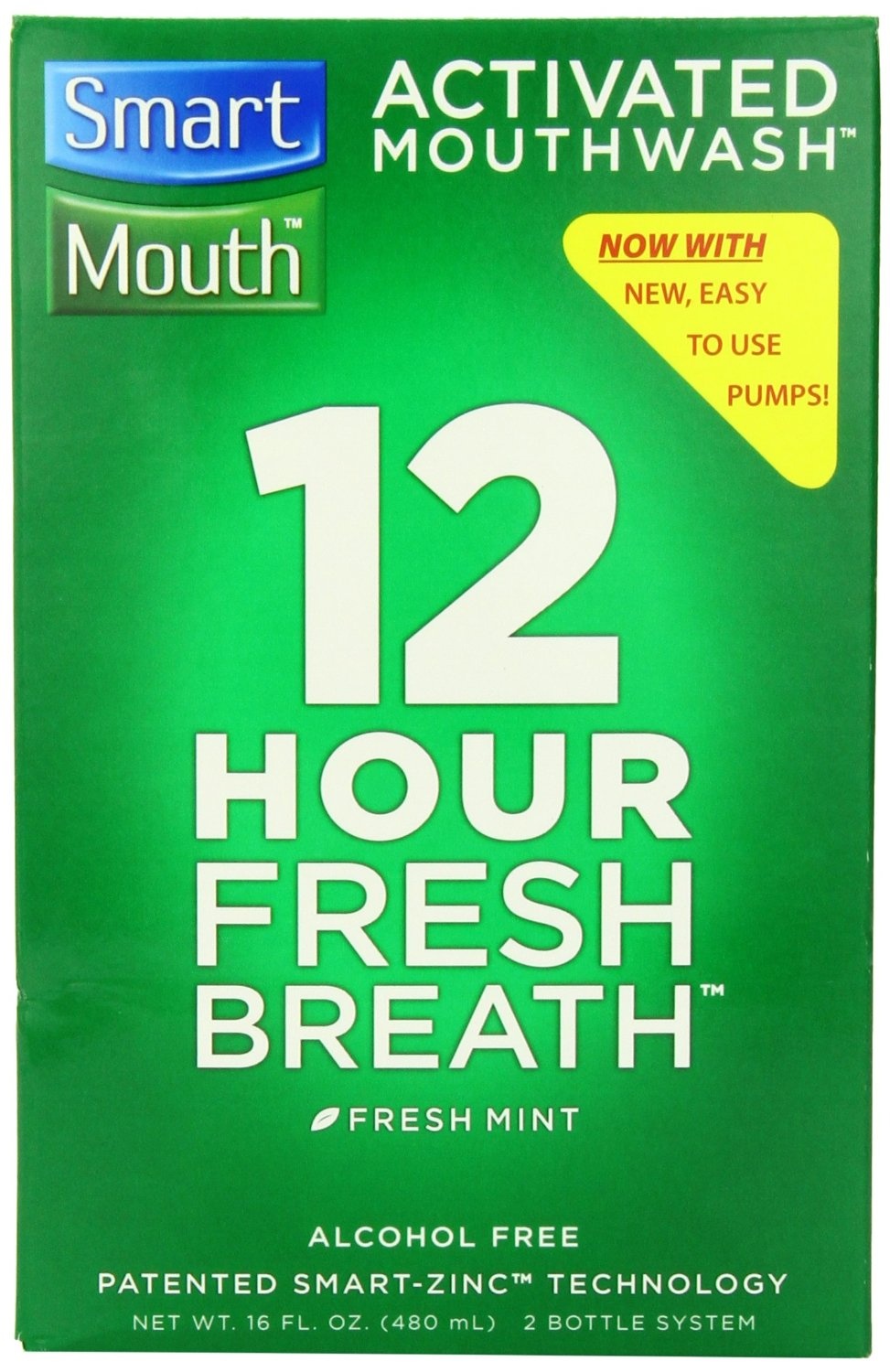 slide 1 of 1, Smart Mouth Fresh Mint Activated Mouthwash, 16 oz