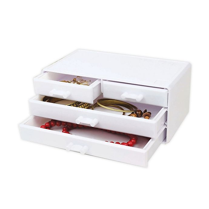 slide 1 of 1, Splash Home 4-Drawer Jewelry and Cosmetic Organizer - White, 1 ct