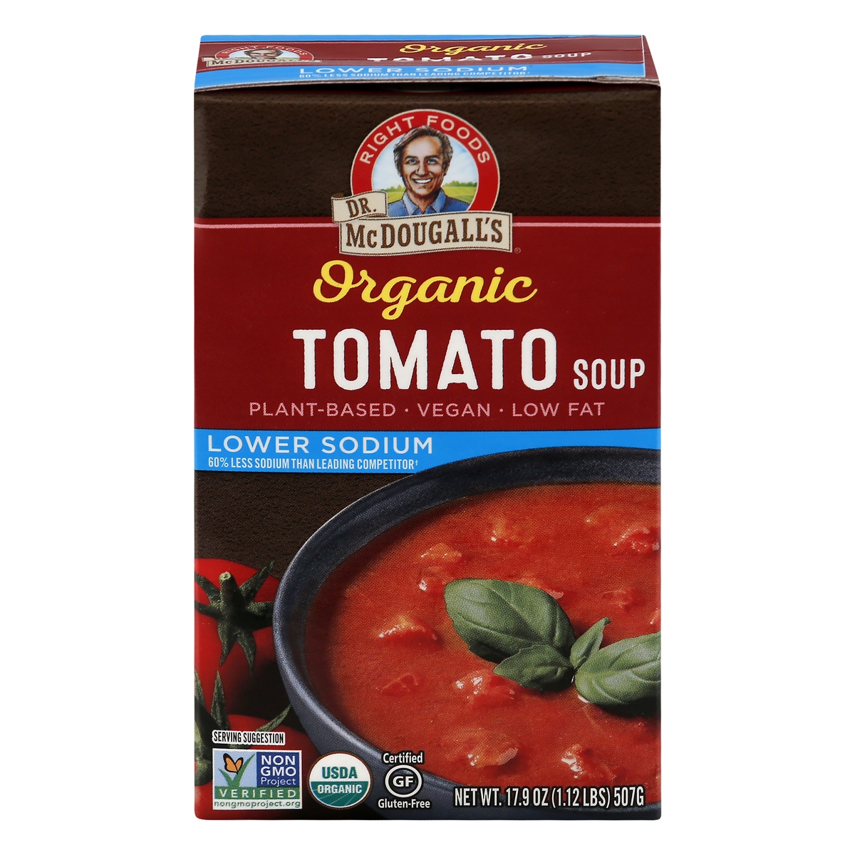 slide 1 of 1, Dr. McDougall's Organic Chunky Tomato Lower Sodium Soup, 17.7 oz