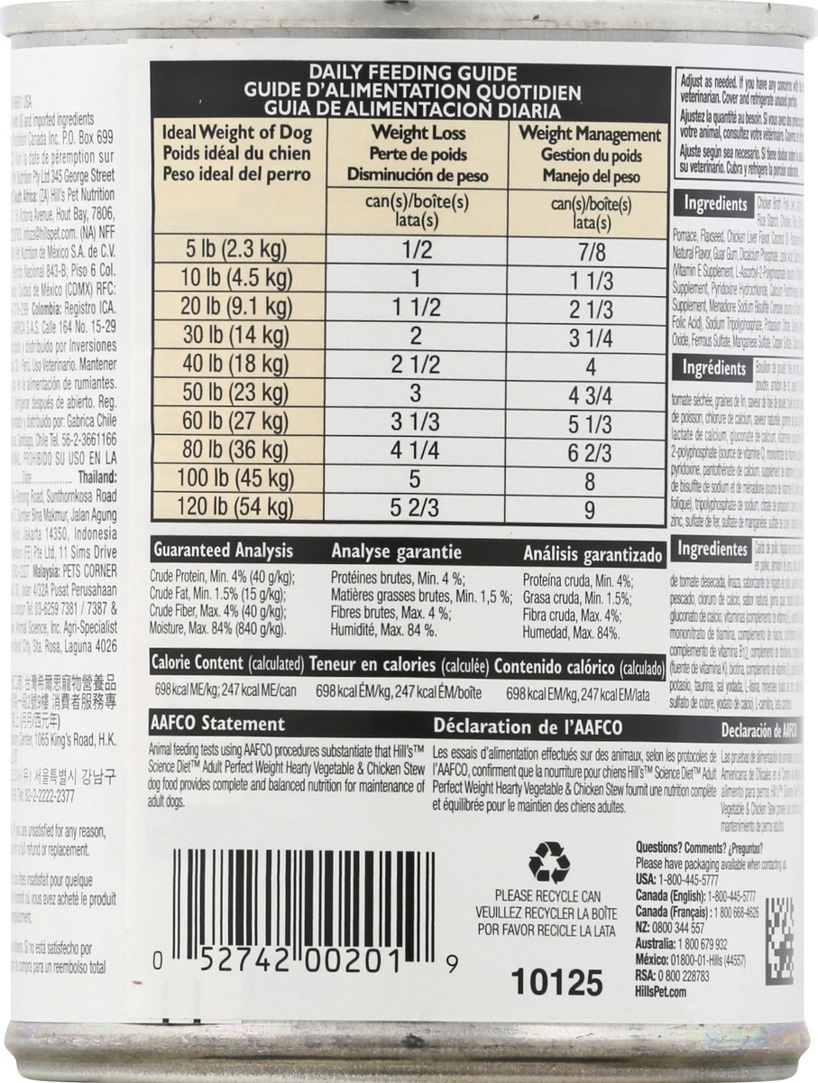 slide 9 of 10, Hill's Perfect Weight Adult Hearty Vegetable & Chicken Stew Dog Food 12.5 oz, 12.5 oz