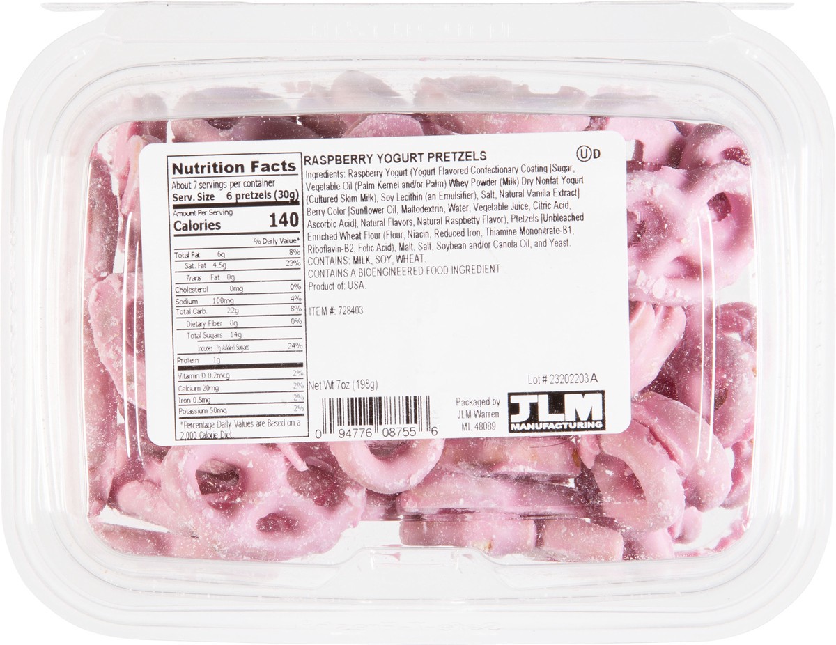 slide 8 of 14, JLM Manufacturing Yogurt Raspberry Pretzels 7 oz, 7 oz