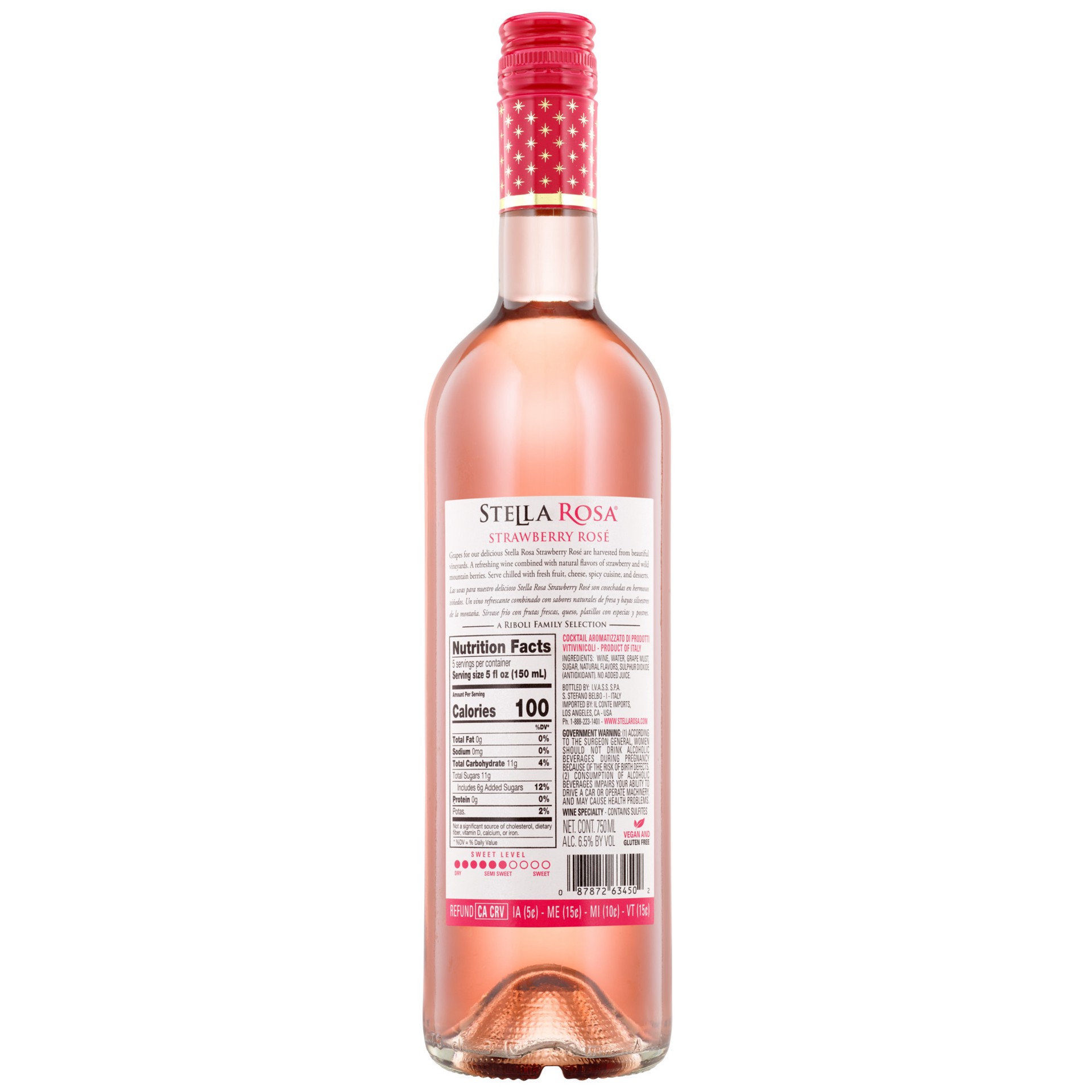 slide 8 of 9, Stella Rosa Strawberry Rose Semi-Sweet Rose Wine 750 ml, 25.4 fl oz