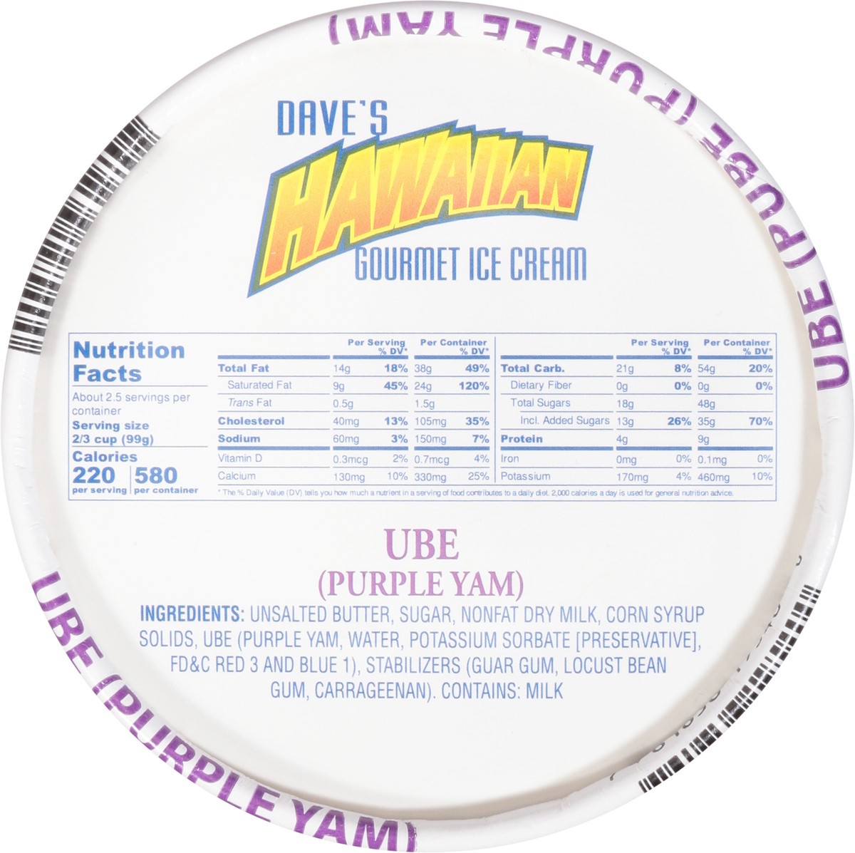 slide 3 of 13, Dave's Hawaiian Gourmet Ice Cream Ube (Purple Yam) Ice Cream 14 oz, 14 oz