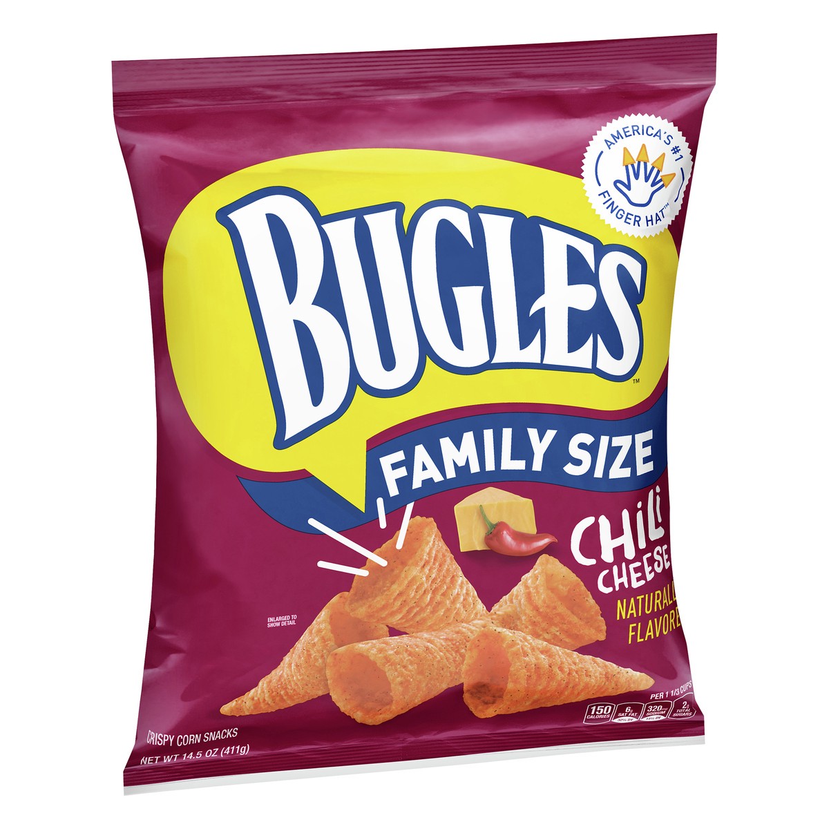 slide 4 of 13, Bugles Family Size Chili Cheese Corn Snacks 14.5 oz, 14.5 oz