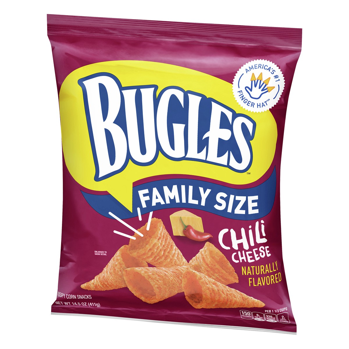 slide 6 of 13, Bugles Family Size Chili Cheese Corn Snacks 14.5 oz, 14.5 oz