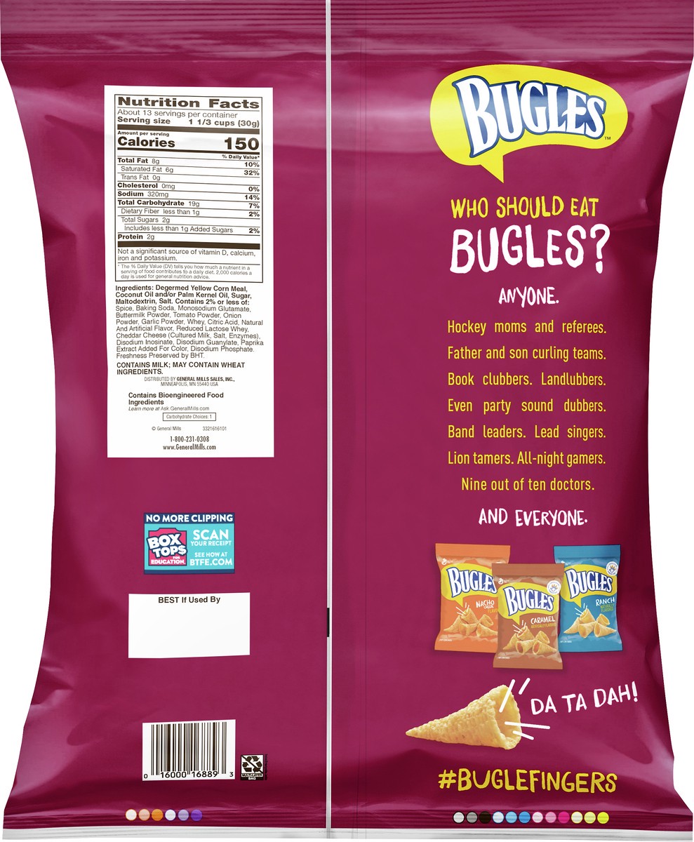 slide 13 of 13, Bugles Family Size Chili Cheese Corn Snacks 14.5 oz, 14.5 oz