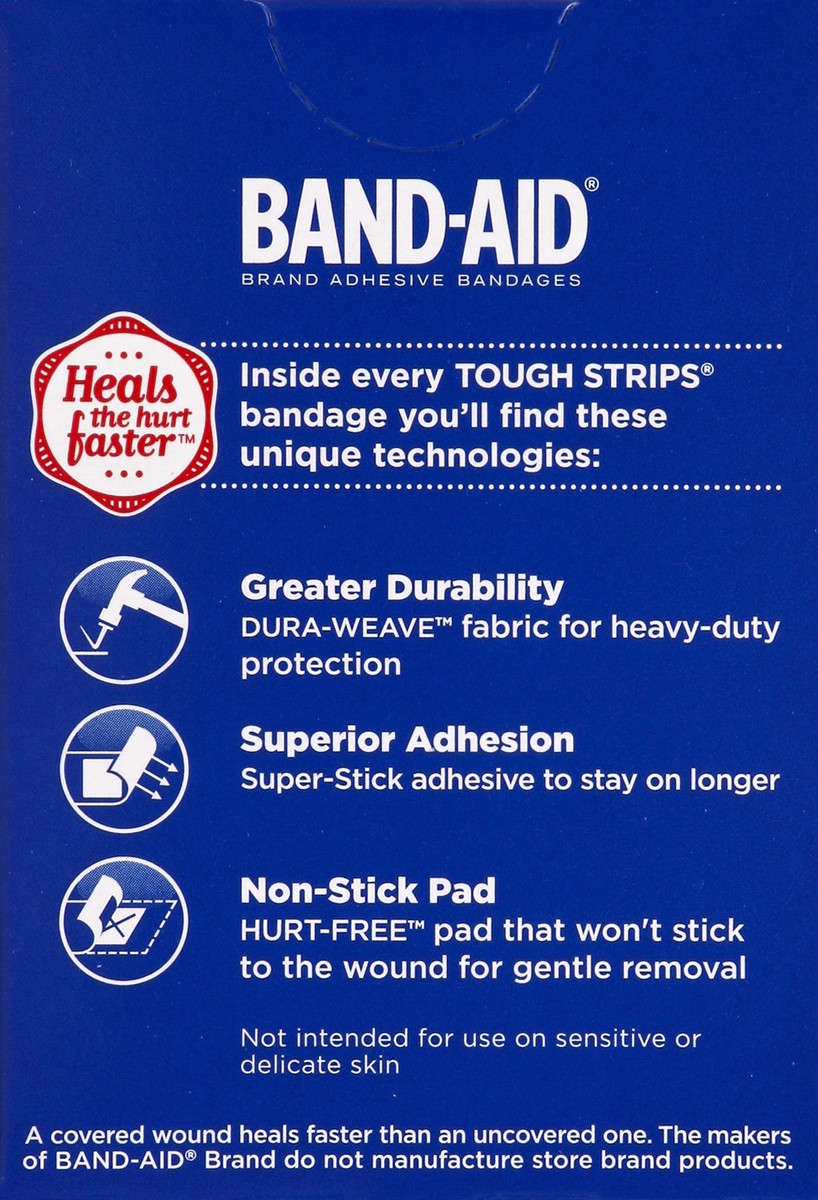 slide 5 of 5, BAND-AID Sterile Tough Strips Adhesive Bandages for First Aid & Wound Care, Durable Protection & Comfort for Minor Cuts & Scrapes, Heavy-Duty Fabric Bandages, Extra Large, 10 ct