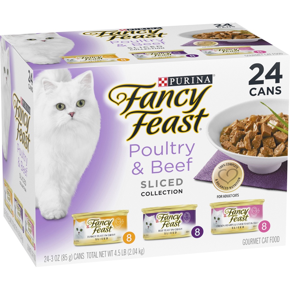 slide 3 of 9, Purina Fancy Feast Cat Food Sliced Poultry & Beef, 24 ct; 3 oz