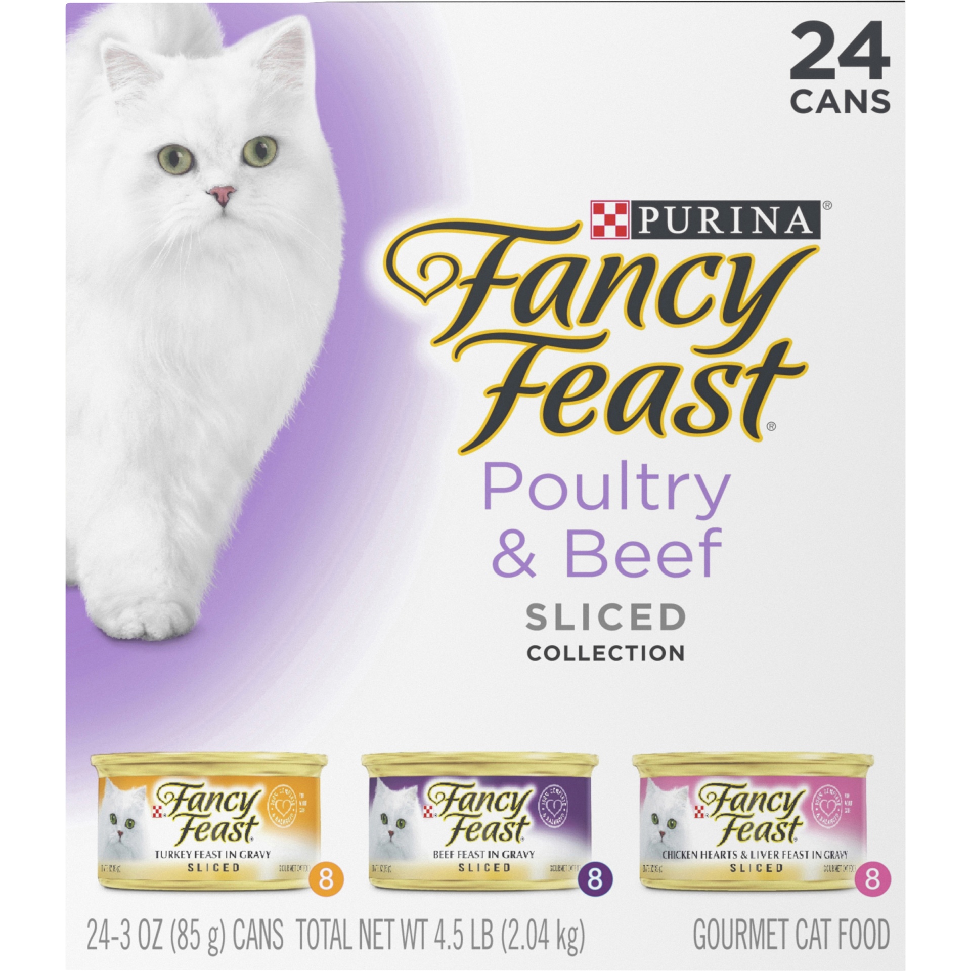 slide 7 of 9, Purina Fancy Feast Cat Food Sliced Poultry & Beef, 24 ct; 3 oz