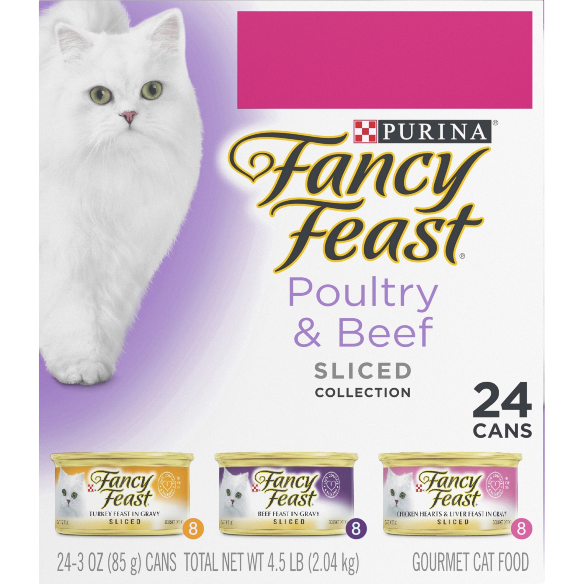 slide 9 of 9, Purina Fancy Feast Cat Food Sliced Poultry & Beef, 24 ct; 3 oz