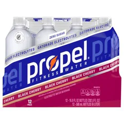 Propel Electrolyte Water Beverage, Zero Sugar, Black Cherry, 12 Pack
