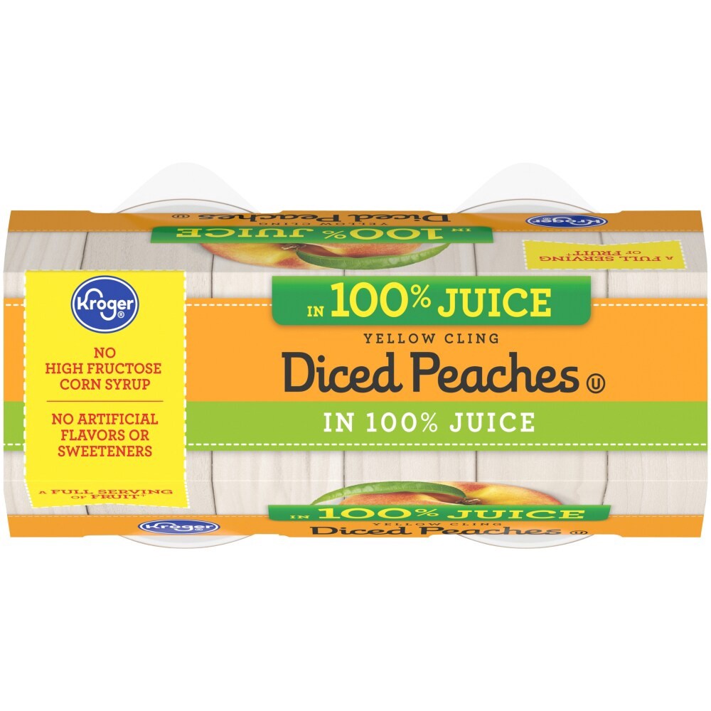 slide 4 of 4, Kroger Yellow Cling Diced Peach Cups, 16 oz