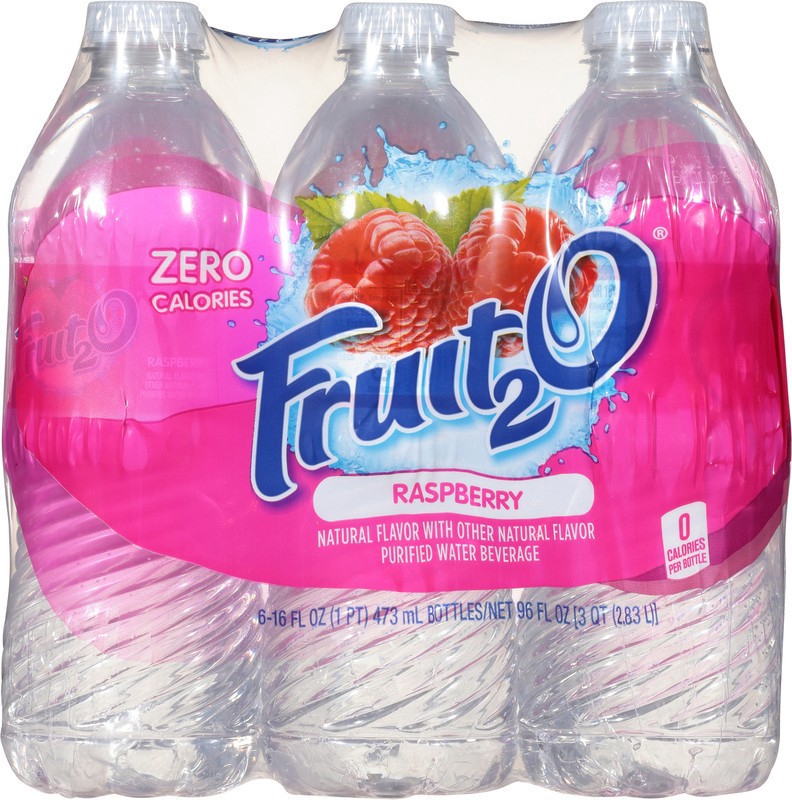 slide 1 of 5, Fruit2O 6 Pack Raspberry Purified Water Beverage 6 ea, 6 ct