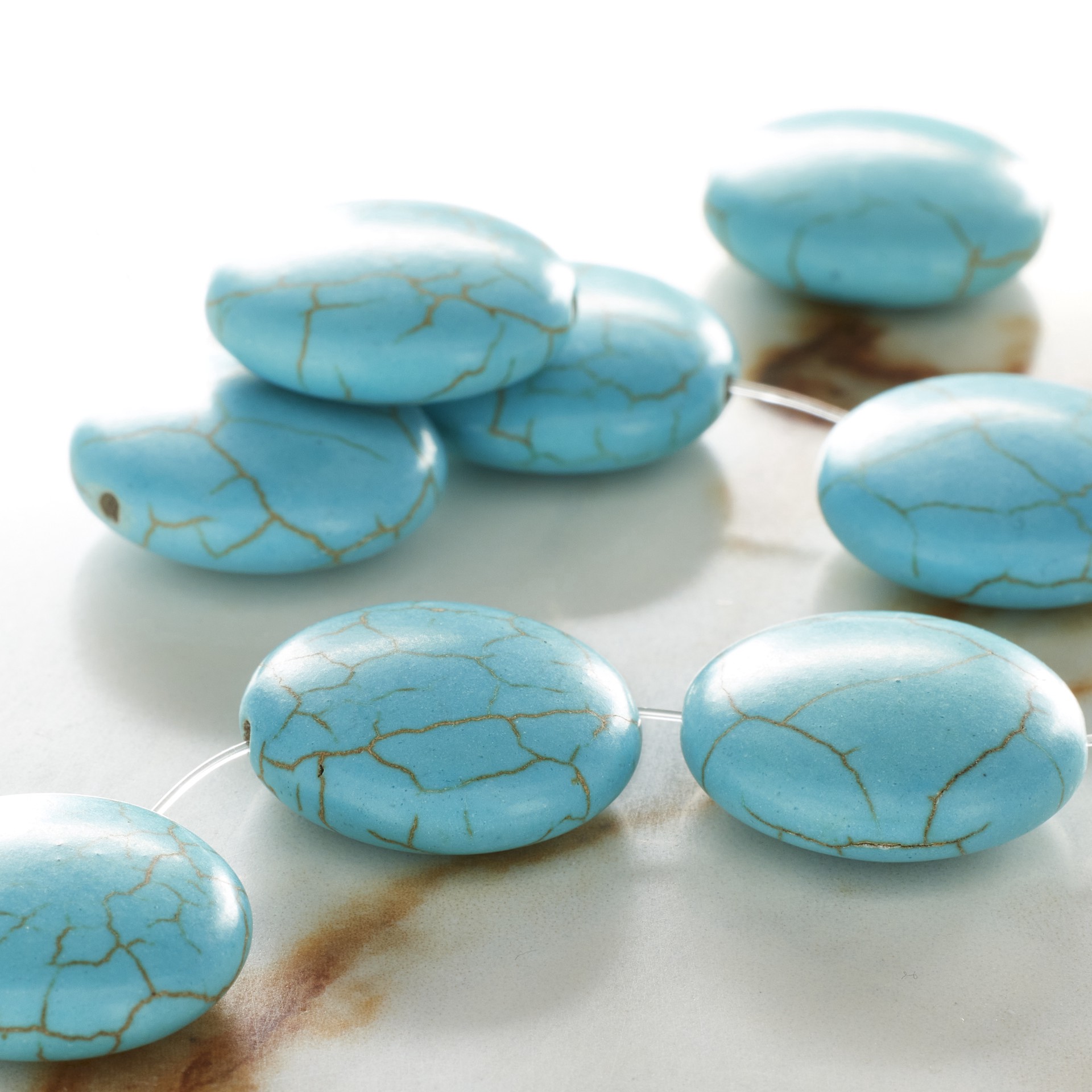 slide 3 of 3, Turquoise Dyed Howlite Lentil Beads, 20mm By Bead Landing, 20 mm