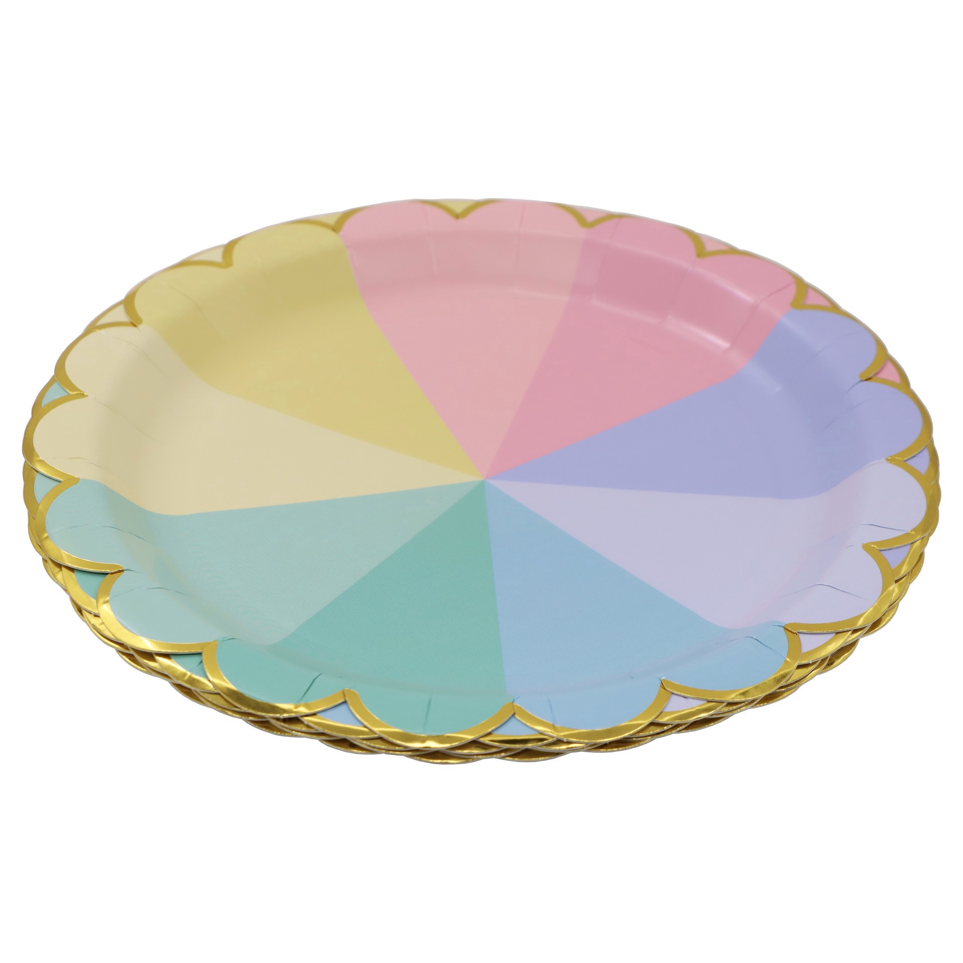 slide 2 of 2, 9" Scalloped Rainbow Dinner Plates, 10ct. By Celebrate It, 10 ct