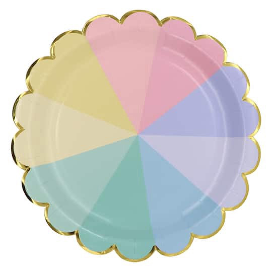 slide 1 of 2, 9" Scalloped Rainbow Dinner Plates, 10ct. By Celebrate It, 10 ct