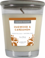 slide 1 of 1, Candle-Lite Essential Elements Oudwood And Cardamom Candle - White, 9 oz