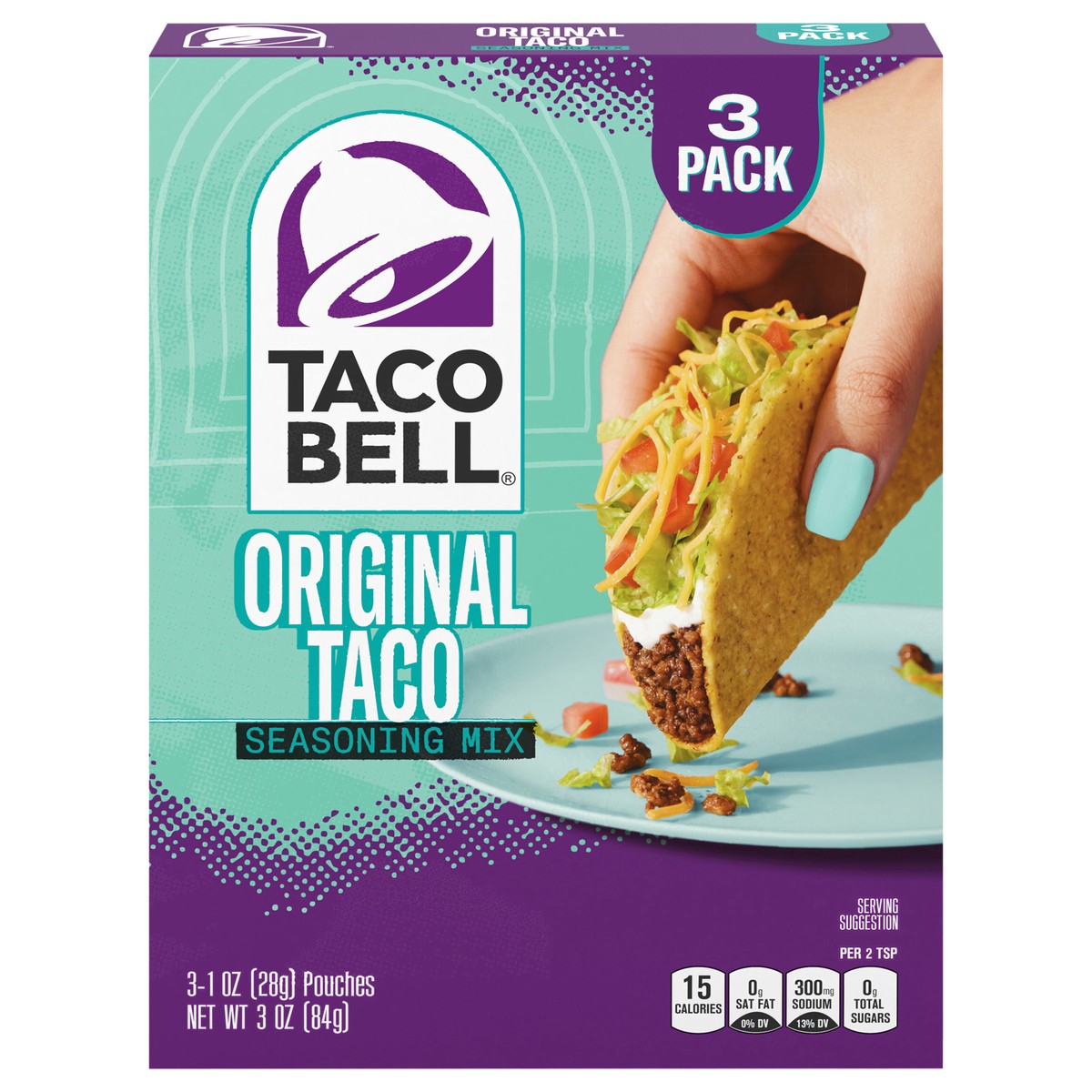 slide 1 of 10, Taco Bell Original Taco Seasoning Mix, 3 ct Box, 1 oz Packets, 3 ct
