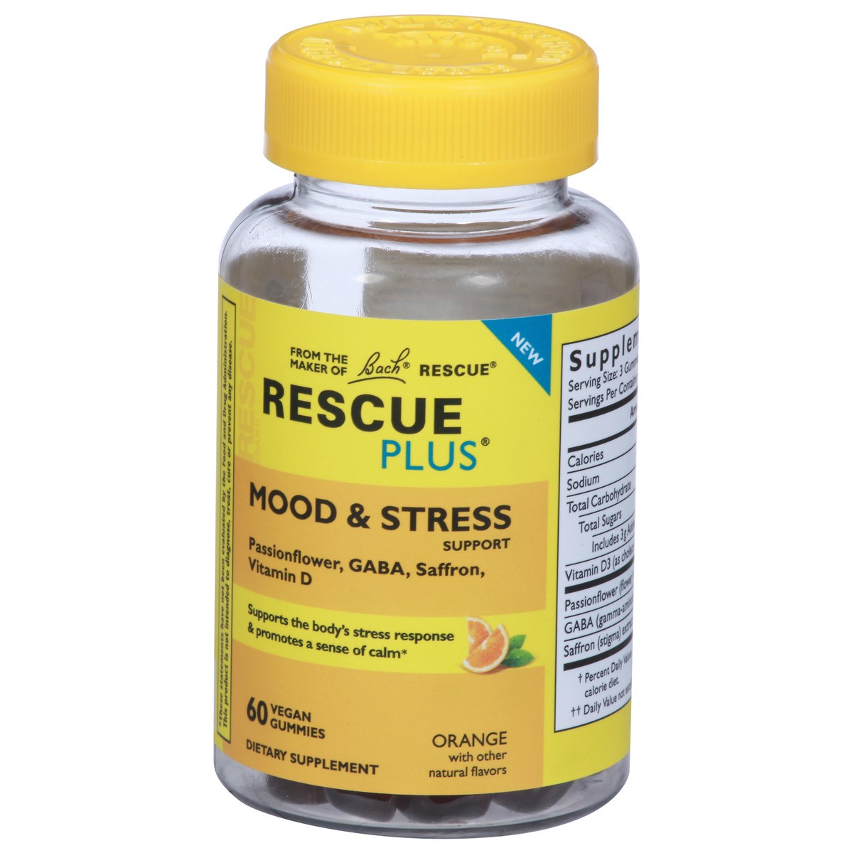 slide 10 of 12, Rescue Plus Orange Mood & Stress Support 60 Gummies, 60 ct