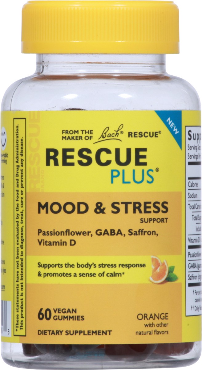 slide 9 of 12, Rescue Plus Orange Mood & Stress Support 60 Gummies, 60 ct