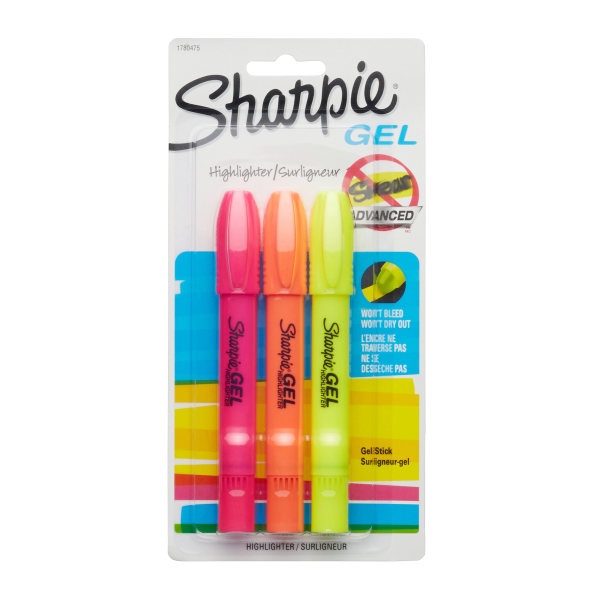 slide 1 of 5, Sharpie Accent Gel Highlighters, Assorted Ink Colors, Pack Of 3, 3 ct