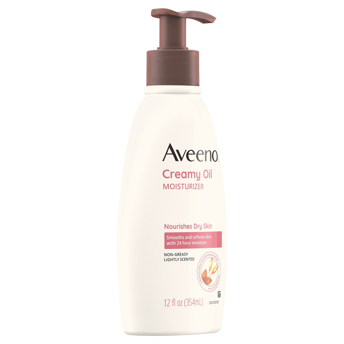 slide 7 of 7, Aveeno Creamy Oil Daily Body Moisturizer, Non-Greasy & Lightly Scented Body Moisturizer with Oat & Almond Oil Nourishes Dry Skin with 24 Hours of Moisture, Non-Comedogenic, 12 fl. oz, 12 oz