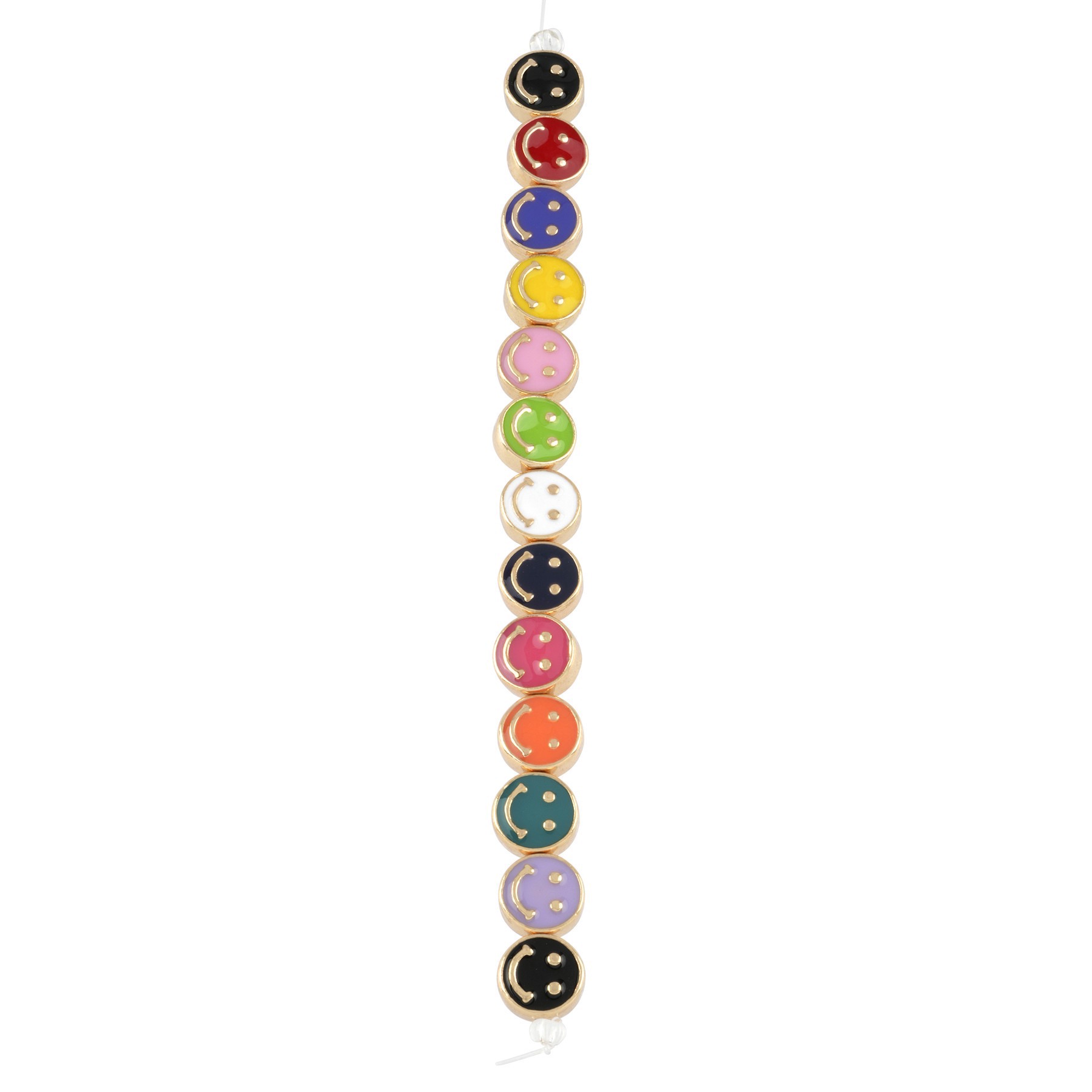 slide 2 of 4, Multicolor & Gold Smiley Face Disc Beads, 9.5mm By Bead Landing, 9.5mm