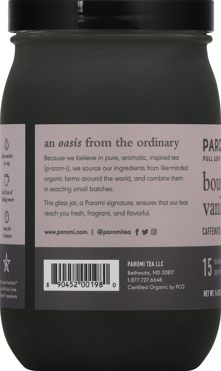 slide 4 of 9, Paromi Caffeinated Pyramid Sachets Bourbon Vanilla Black Tea - 15 ct, 15 ct