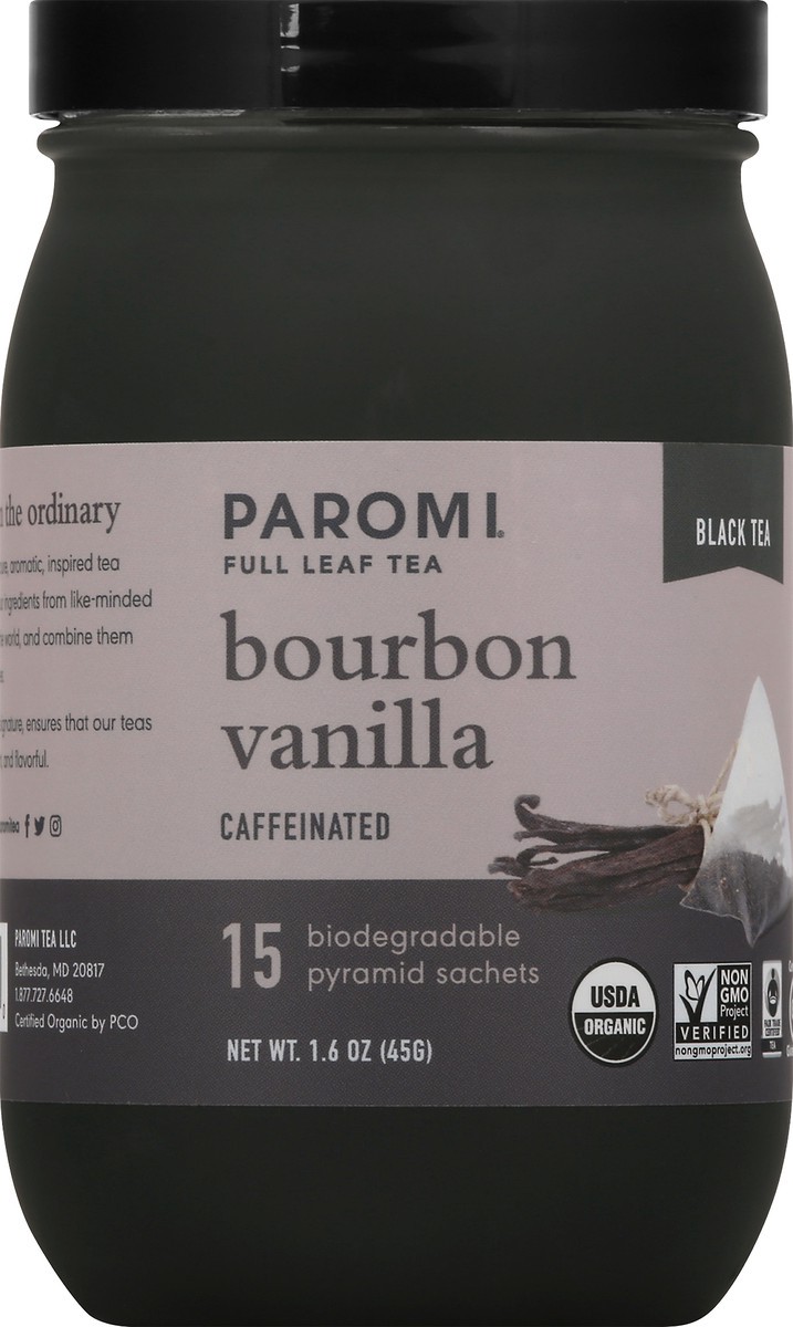 slide 1 of 9, Paromi Caffeinated Pyramid Sachets Bourbon Vanilla Black Tea - 15 ct, 15 ct