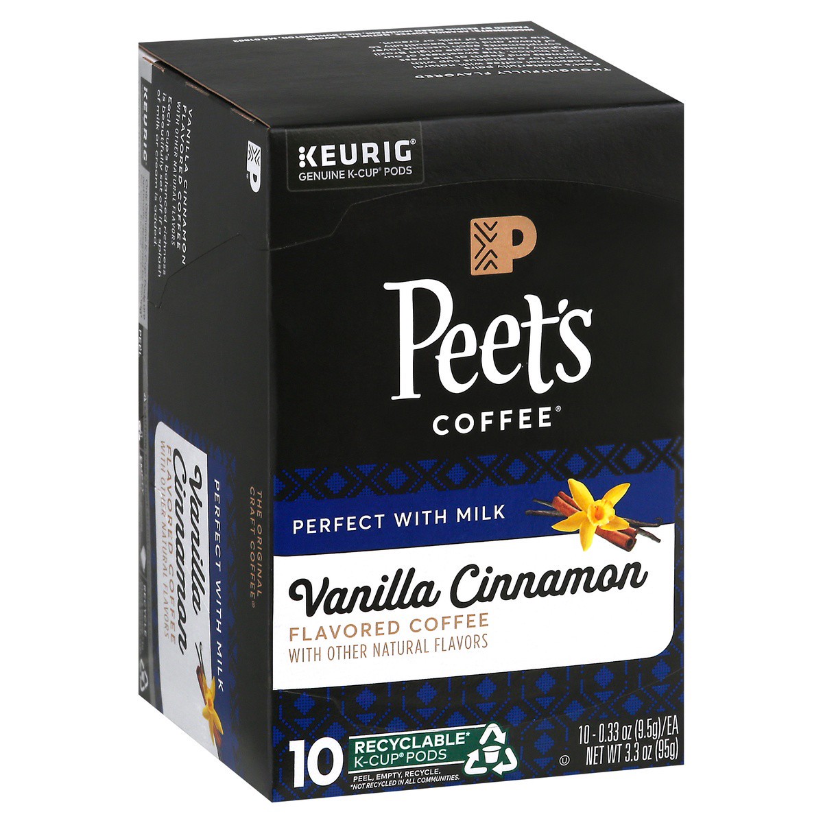 slide 1 of 9, Peet's Coffee K-Cup Pods Vanilla Cinnamon Coffee 10 - 0.33 oz Pods, 10 ct