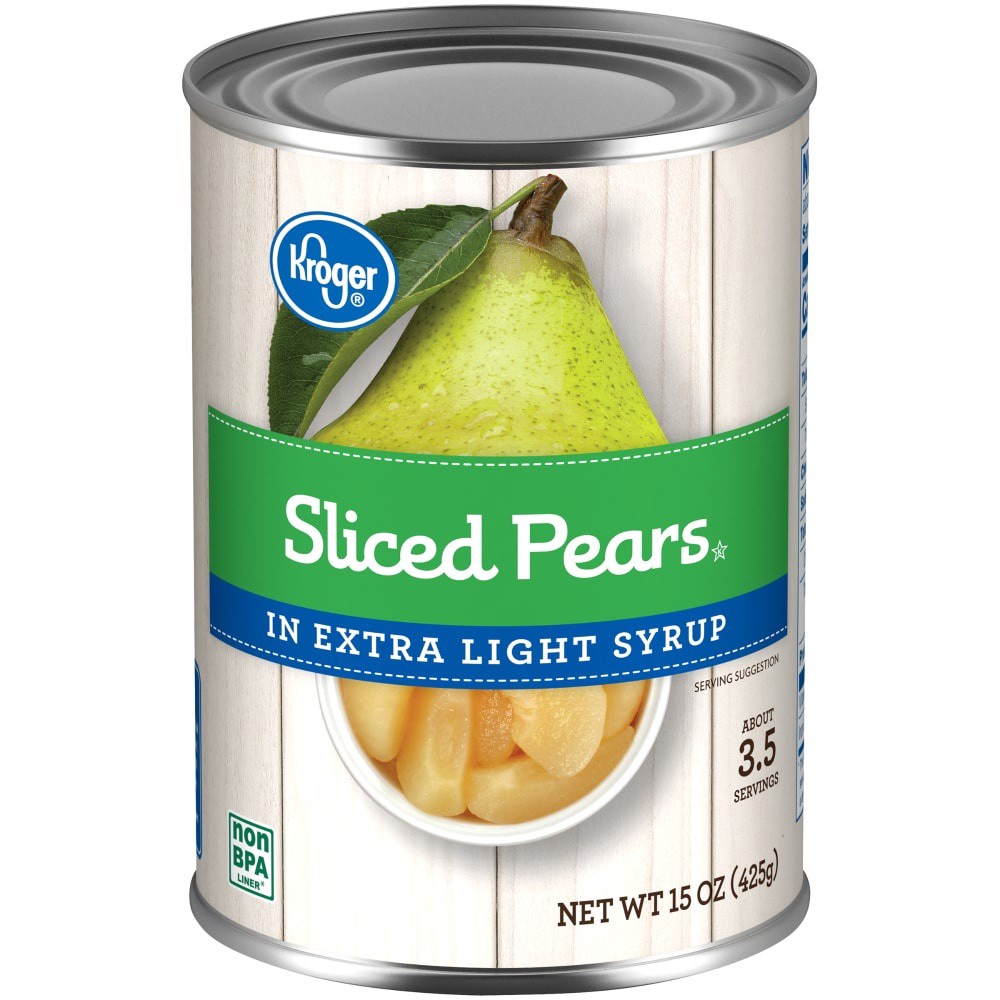 slide 1 of 3, KrogerSliced Pears In Extra Light Syrup, 15 oz