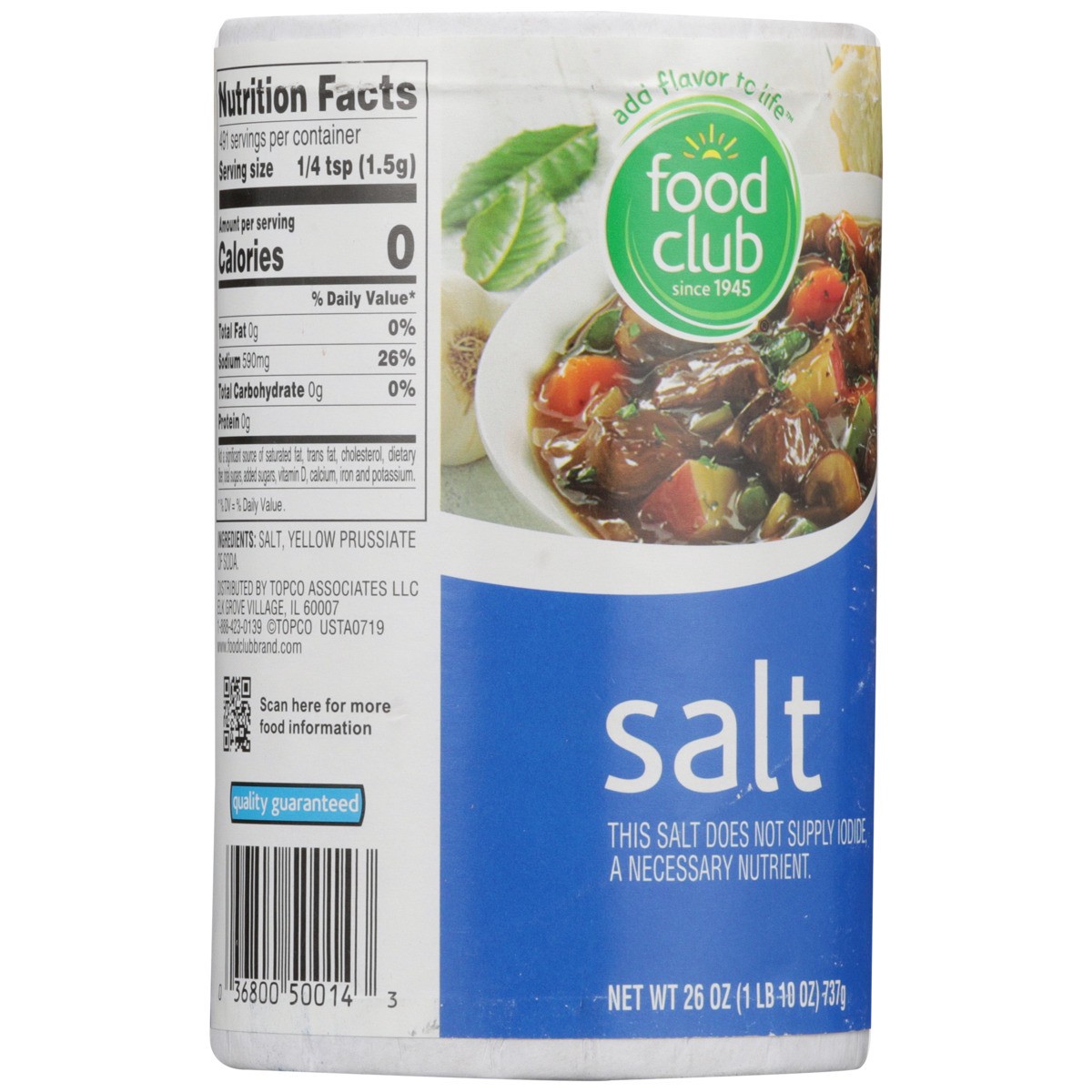 slide 7 of 9, Food Club Salt, 26 oz